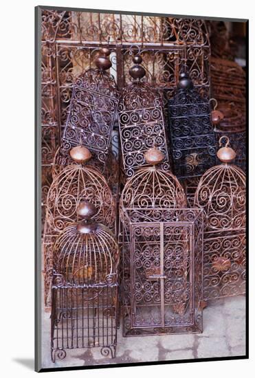 Intricately Crafted Bird Cages in Souk Addadine (Metalworkers Souk)-Martin Child-Mounted Photographic Print