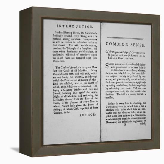 Introduction and First Page of 'Common Sense' by Thomas Paine, 1776-American School-Framed Premier Image Canvas