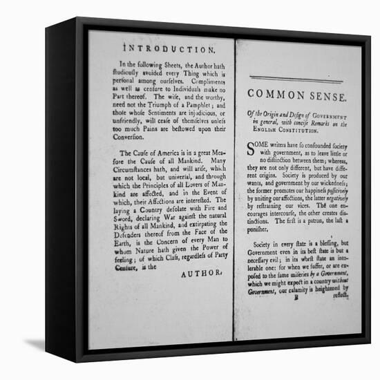 Introduction and First Page of 'Common Sense' by Thomas Paine, 1776-American School-Framed Premier Image Canvas