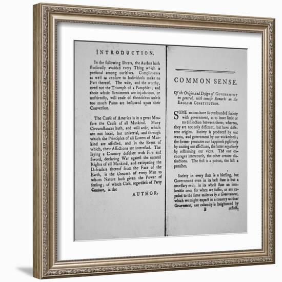 Introduction and First Page of 'Common Sense' by Thomas Paine, 1776-American School-Framed Giclee Print