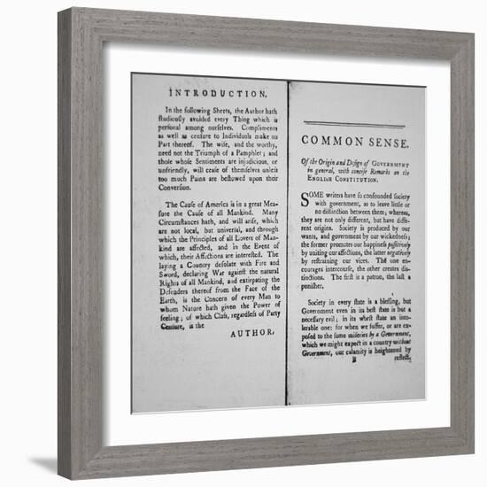 Introduction and First Page of 'Common Sense' by Thomas Paine, 1776-American School-Framed Giclee Print