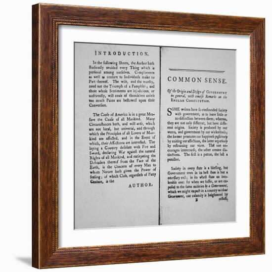 Introduction and First Page of 'Common Sense' by Thomas Paine, 1776-American School-Framed Giclee Print