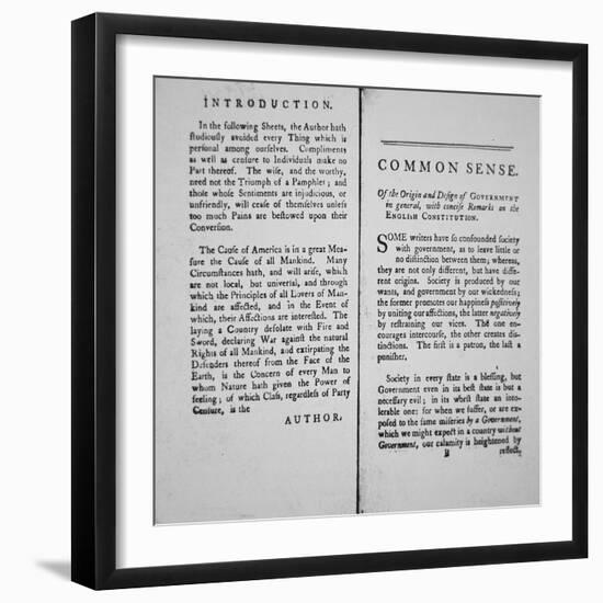 Introduction and First Page of 'Common Sense' by Thomas Paine, 1776-American School-Framed Giclee Print