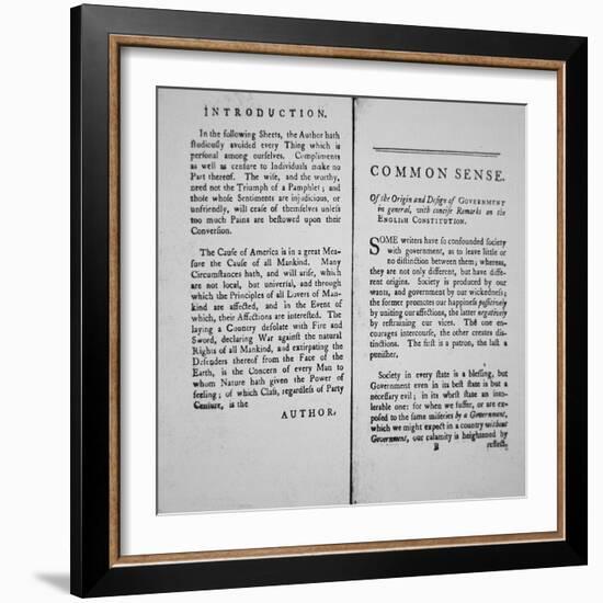 Introduction and First Page of 'Common Sense' by Thomas Paine, 1776-American School-Framed Giclee Print