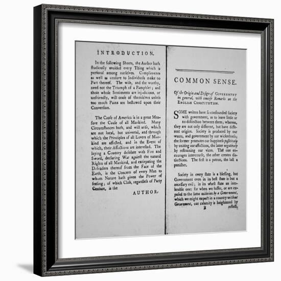 Introduction and First Page of 'Common Sense' by Thomas Paine, 1776-American School-Framed Giclee Print