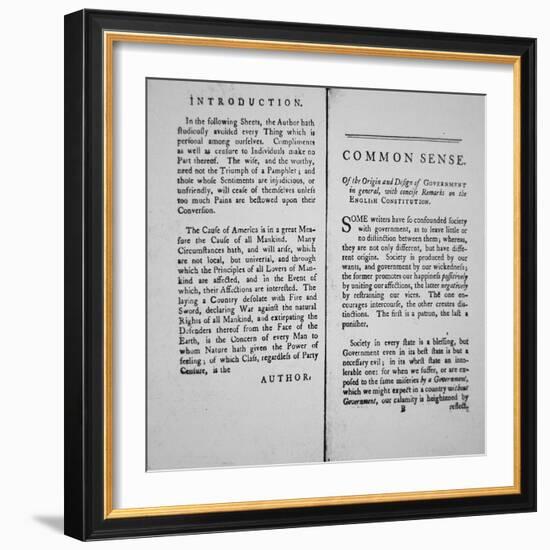 Introduction and First Page of 'Common Sense' by Thomas Paine, 1776-American School-Framed Giclee Print
