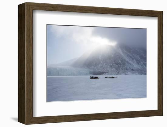 Inuit Hunter and His Dog Team Travelling on the Sea Ice, Greenland, Denmark, Polar Regions-Louise Murray-Framed Photographic Print