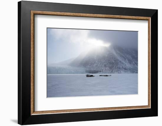 Inuit Hunter and His Dog Team Travelling on the Sea Ice, Greenland, Denmark, Polar Regions-Louise Murray-Framed Photographic Print