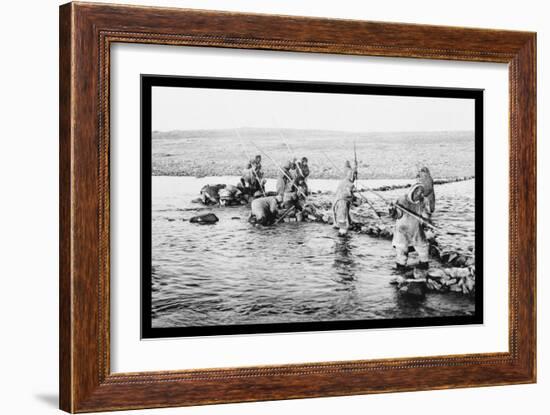 Inuit Killing Salmon with Spears-null-Framed Art Print