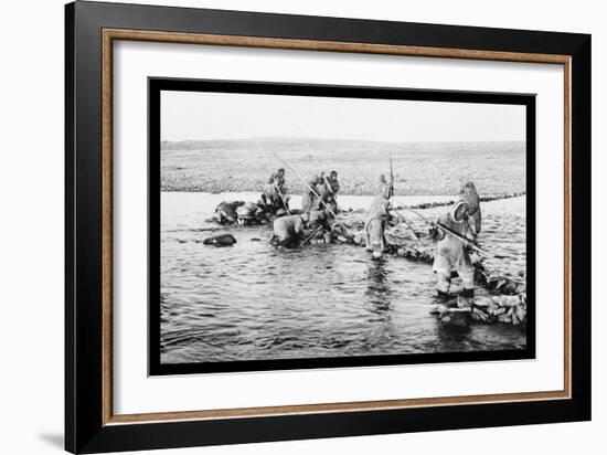 Inuit Killing Salmon with Spears-null-Framed Art Print