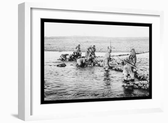 Inuit Killing Salmon with Spears-null-Framed Art Print