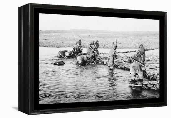 Inuit Killing Salmon with Spears-null-Framed Stretched Canvas