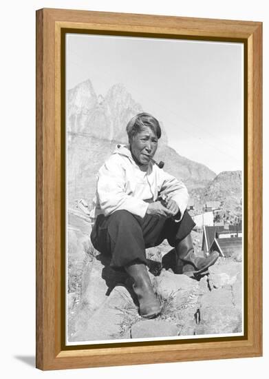 Inuit Man Smoking a Pipe-Angelo Cozzi-Framed Premier Image Canvas