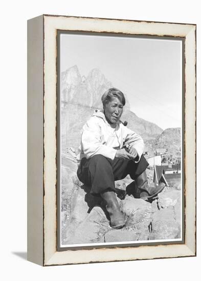 Inuit Man Smoking a Pipe-Angelo Cozzi-Framed Premier Image Canvas