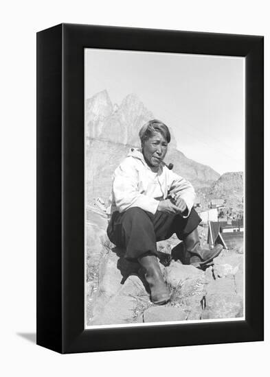 Inuit Man Smoking a Pipe-Angelo Cozzi-Framed Premier Image Canvas