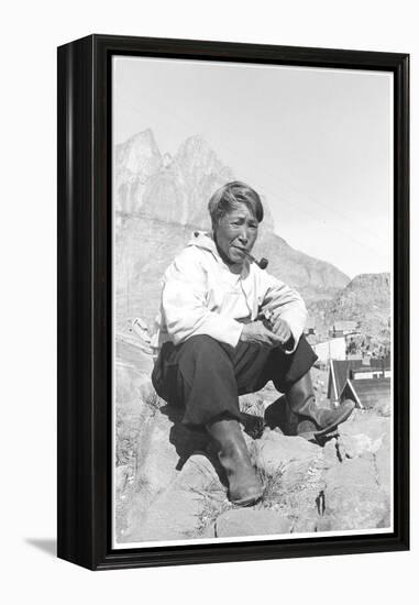 Inuit Man Smoking a Pipe-Angelo Cozzi-Framed Premier Image Canvas