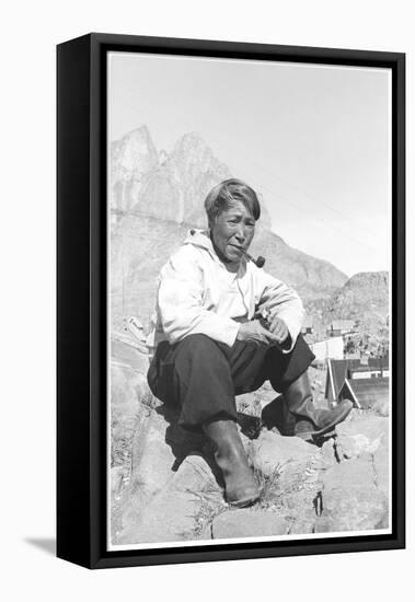 Inuit Man Smoking a Pipe-Angelo Cozzi-Framed Premier Image Canvas