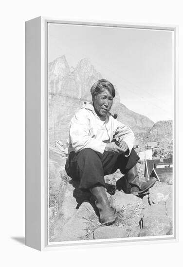 Inuit Man Smoking a Pipe-Angelo Cozzi-Framed Premier Image Canvas