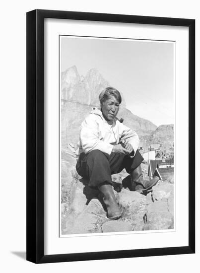 Inuit Man Smoking a Pipe-Angelo Cozzi-Framed Giclee Print