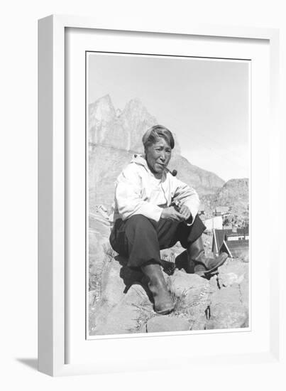 Inuit Man Smoking a Pipe-Angelo Cozzi-Framed Giclee Print