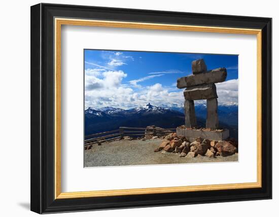 Inukshuk atop Mount Whistler-null-Framed Art Print