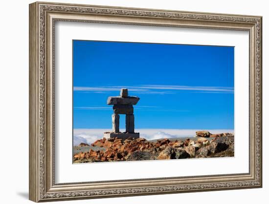 Inukshuk atop Mount Whistler-null-Framed Art Print