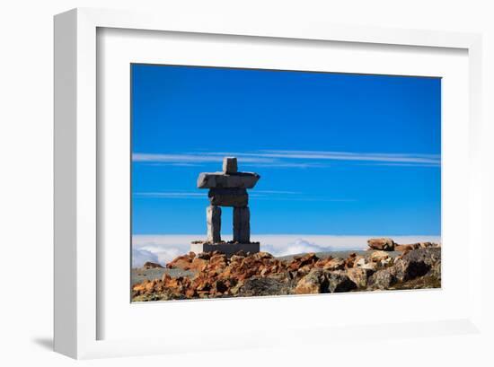 Inukshuk atop Mount Whistler-null-Framed Art Print