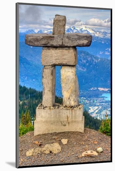 Inukshuk atop WhistlerMountain-null-Mounted Art Print