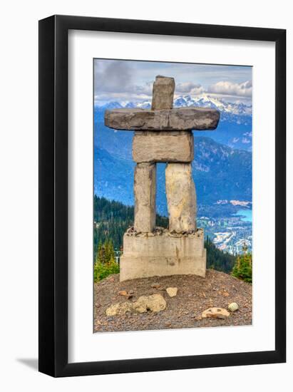 Inukshuk atop WhistlerMountain-null-Framed Art Print