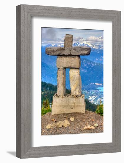 Inukshuk atop WhistlerMountain-null-Framed Art Print