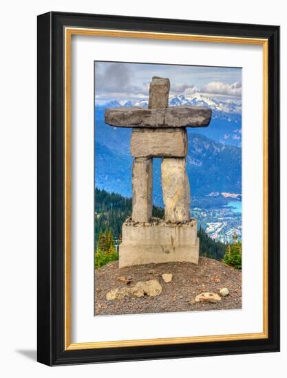 Inukshuk atop WhistlerMountain-null-Framed Art Print