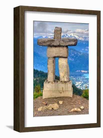 Inukshuk atop WhistlerMountain-null-Framed Art Print