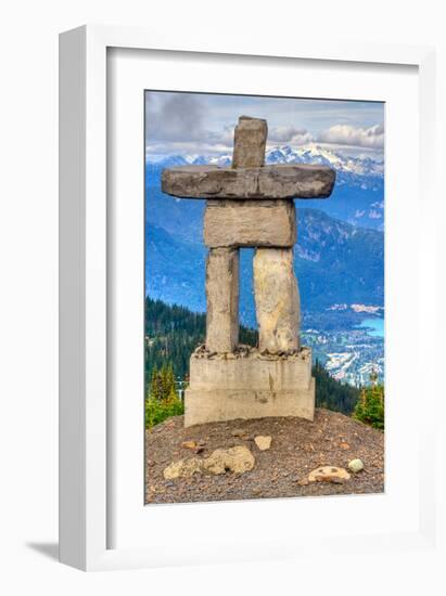 Inukshuk atop WhistlerMountain-null-Framed Art Print