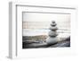 Inukshuk Cairn on Driftwood on Beach-bydesignvisuals-Framed Photographic Print