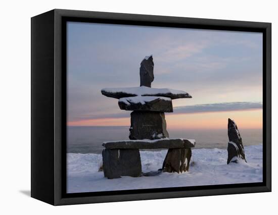 Inukshuk, Inuit Stone Landmark, Churchill, Hudson Bay, Manitoba, Canada-Thorsten Milse-Framed Premier Image Canvas