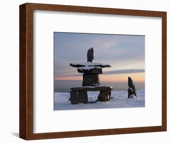 Inukshuk, Inuit Stone Landmark, Churchill, Hudson Bay, Manitoba, Canada-Thorsten Milse-Framed Photographic Print