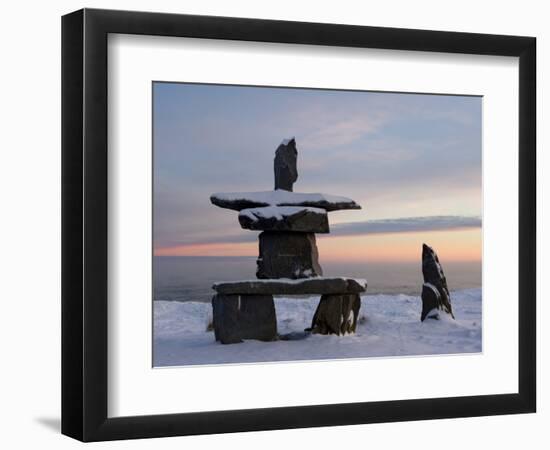 Inukshuk, Inuit Stone Landmark, Churchill, Hudson Bay, Manitoba, Canada-Thorsten Milse-Framed Photographic Print
