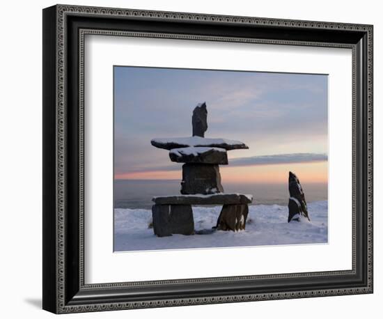 Inukshuk, Inuit Stone Landmark, Churchill, Hudson Bay, Manitoba, Canada-Thorsten Milse-Framed Photographic Print