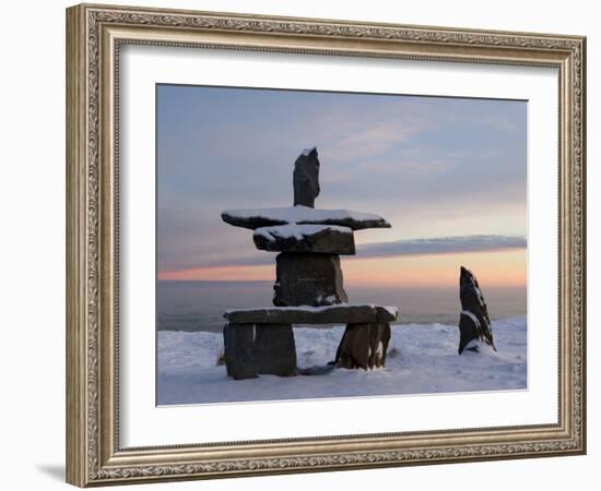 Inukshuk, Inuit Stone Landmark, Churchill, Hudson Bay, Manitoba, Canada-Thorsten Milse-Framed Photographic Print