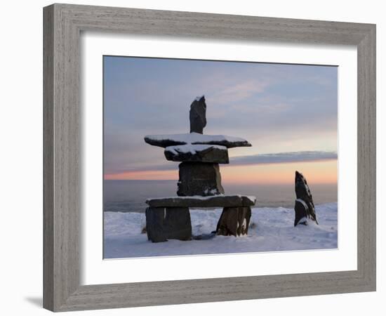 Inukshuk, Inuit Stone Landmark, Churchill, Hudson Bay, Manitoba, Canada-Thorsten Milse-Framed Photographic Print