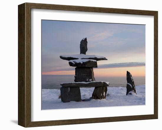 Inukshuk, Inuit Stone Landmark, Churchill, Hudson Bay, Manitoba, Canada-Thorsten Milse-Framed Photographic Print