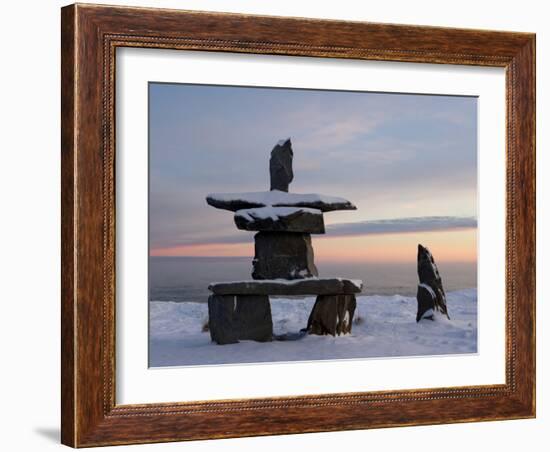 Inukshuk, Inuit Stone Landmark, Churchill, Hudson Bay, Manitoba, Canada-Thorsten Milse-Framed Photographic Print