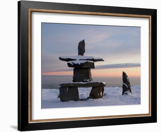 Inukshuk, Inuit Stone Landmark, Churchill, Hudson Bay, Manitoba, Canada-Thorsten Milse-Framed Photographic Print