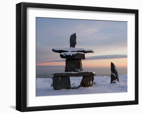 Inukshuk, Inuit Stone Landmark, Churchill, Hudson Bay, Manitoba, Canada-Thorsten Milse-Framed Photographic Print