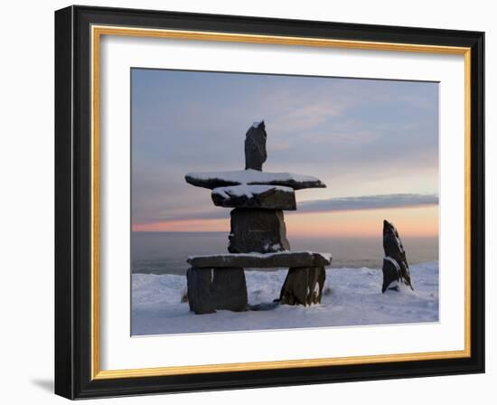 Inukshuk, Inuit Stone Landmark, Churchill, Hudson Bay, Manitoba, Canada-Thorsten Milse-Framed Photographic Print