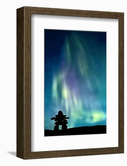 Inukshuk & Northern Lights-null-Framed Art Print