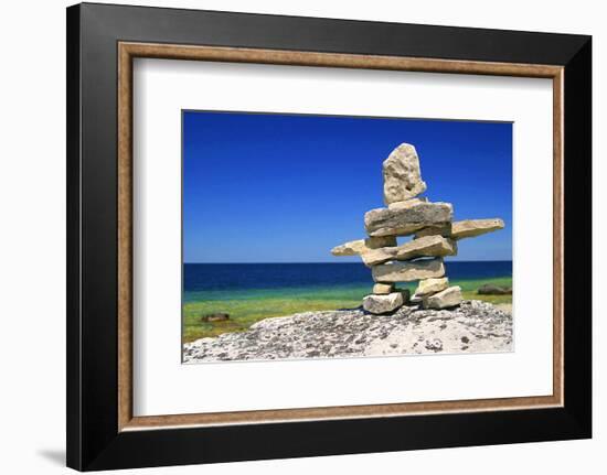 Inukshuk On Georgian Bay Shore-null-Framed Premium Giclee Print