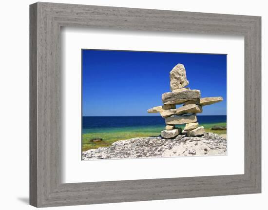 Inukshuk On Georgian Bay Shore-null-Framed Premium Giclee Print