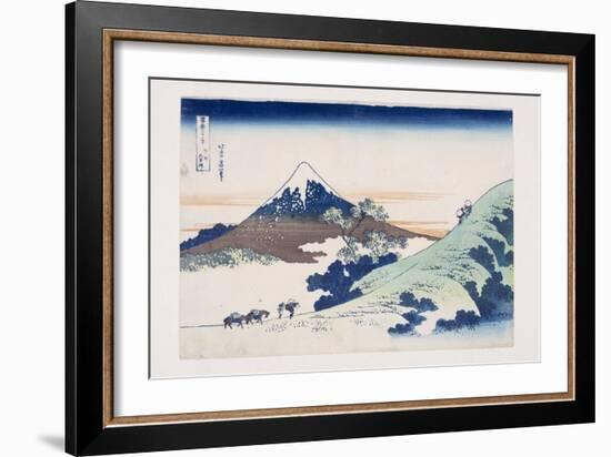 Inume Pass in Kai Province (Koshu Inume-Toge) (Colour Woodblock Print)-Katsushika Hokusai-Framed Giclee Print