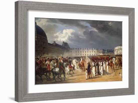 Invalid Handing a Petition to Napoleon at the Parade in the Court of the Tuileries Palace-Horace Vernet-Framed Giclee Print
